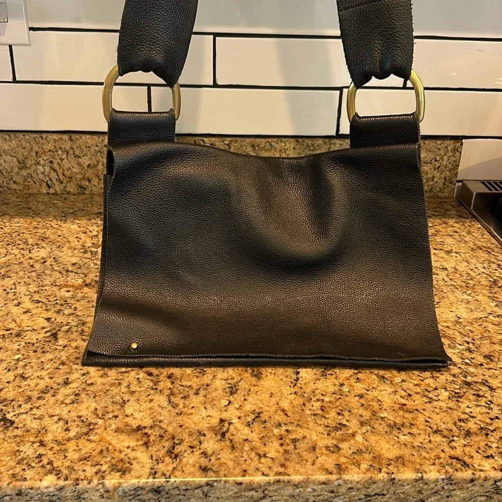 Pebbled Leather Black Crossbody Laptop Bag Grommet Artisan Leather Maker